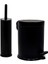 Eko Serisi Ayak Basmalı Özellikli 2'li Banyo Seti 3 Litre Çöp Kovası ve Kolozet Fırçası Paslanmaz Siyah 1