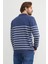 Çizgili Polo Yaka Yarım Fermuarlı Triko Kazak 6