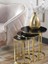 Lü Siyah Cam Gold Metal Zigon Sehpa 4