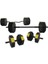 Spor 80 kg Düz Bar (150 Cm) + Z Bar (120 Cm) Full Dambıl Halter Ağırlık Set Sarı Kapaklı 2