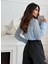 Kadın Uzun Kollu Yakalı Önden Düğmeli Tül Detaylı Dokuma Viskon Bluz 3
