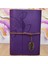 Yaprak Desenli Çizgisiz Deri Defter Mor 1