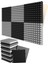 12'li Paket Kendinden Yapışkanlı Geçirmez Köpük Paneller 5X30 x 30 cm Piramit Tasarım Akustik Köpük, Ev Stüdyosu Için, Siyah + Gri 1