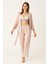 Kadın Premium Saten Sabahlık ve Pijama Takımı – Pudra Pembe, Dantelli Braletli 3’lü Set 2