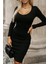 Kadın Uzun Kollu V Yakalı Kısa Kaşkorse Elbise 1