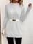 Kadın Uzun Kollu Yarı Balıkçı Yaka Triko Bluz 3