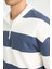 Boxy Fit Dik Yaka Yarım Fermuarlı Çizgili Sweatshirt F4640AX25AU 5