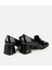 01AYH314750A100 KADIN Rugan Siyah Tokalı Kare Uçlu Topuklu Klasik Loafer 4