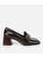 01AYH314750A480 KADIN Rugan Kahverengi Tokalı Kare Uçlu Topuklu Klasik Loafer 1