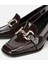 01AYH314750A480 KADIN Rugan Kahverengi Tokalı Kare Uçlu Topuklu Klasik Loafer 3