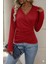Kadın Uzun Kollu Kruvaze Yaka Yanlardan Büzgülü Viskon Bluz 2