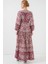 Otantik Desenli Kadın Tesettür Elbise Uzun Kol Kloş Stil 2423 E. Fuşya 6
