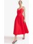 V Yaka Poplin Askılı Midi Elbise F7075AX25AU 2