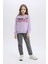Kız Çocuk Relax Fit Bisiklet Yaka Baskılı İçi Yumuşak Tüylü Sweatshirt D1552A824WN 2