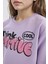 Kız Çocuk Relax Fit Bisiklet Yaka Baskılı İçi Yumuşak Tüylü Sweatshirt D1552A824WN 5