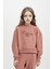 Kız Çocuk Bisiklet Yaka Baskılı Selanik Kumaş Sweatshirt D4295A824WN 4