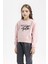 Kız Çocuk Relax Fit Bisiklet Yaka Baskılı Sweatshirt D5454A824WN 3