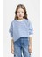 Kız Çocuk Relax Fit Bisiklet Yaka Çizgili Sweatshirt 1