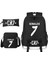 Yeni Cr7 Sırt Çantası 3 Pcs Kapasite Hafif Kapasite Okul Öğrencileri Schoolbag Junior Lise Leisure Kızları Omuz Çantası Rengi: Set (Yurt Dışından) 1