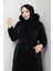 Kadın Beli Tünel Geçişli Astarlı Kapüşonlu Tam Boy Mont -PMK469 2
