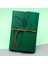 Yeşil Deri Kapaklı Yaprak Desenli Defter 1