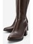 Sade Sivri Burunlu Topuklu Kadın Çizme KAHVE CİLT 3