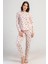 Kadın Pembe Uzun Kollu Bisiklet Yaka Yıldız Desenli Pijama Takımı C9T5N3305 1