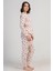 Kadın Pembe Uzun Kollu Bisiklet Yaka Yıldız Desenli Pijama Takımı C9T5N3305 2
