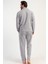 Erkek Gri Renk Önden Düğmeli Uzun Kollu Gömlek Yaka Jakarlı Pijama Takımı C7T0N0105 4