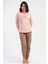 Kadın Pembe Uzun Kollu Bisiklet Yaka Puantiyeli Alt Pijama Takımı C6T5N3305 2