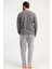 Erkek Füme Renk Uzun Kollu Bisiklet Yaka Jakarlı Pijama Takımı C1T0N0105 4