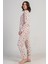 Kadın Pembe Uzun Kollu Bisiklet Yaka Yıldız Desenli Pijama Takımı C9T5N3305 3
