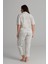 Kadın Plus Size Pamuklu Kısa Kollu Gömlek Uzun Pijama Takımı 4