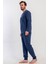Erkek Lacivert Uzun Kollu Bisiklet Yaka Lastikli Paça 2 Iplik Pijama Takımı C1T2N3305 3