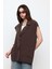 Kahverengi Oversize Dikiş Detaylı Yelek 1