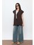 Kahverengi Oversize Dikiş Detaylı Yelek 3
