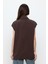 Kahverengi Oversize Dikiş Detaylı Yelek 4
