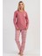 Kadın Pembe Uzun Kollu Bisiklet Yaka Ekose Alt Interlok Pijama Takımı C2T5N3305 1