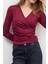 Bordo Beli Büzgü Detaylı Bluz 3