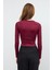 Bordo Beli Büzgü Detaylı Bluz 4