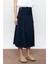Lacivert Dikiş Detaylı Midi Etek 2
