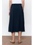 Lacivert Dikiş Detaylı Midi Etek 4