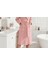 Kadın Havlulu Banyo Bornoz Takımı %100 Pamuklu Pembe 4