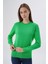 Kadın Yeşil %100 Organik Pamuk Bisiklet Yaka Triko Kazak Bluz TRIST-6101 12