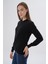 Kadın Siyah %100 Pamuk Bisiklet Yaka Triko Kazak Bluz TRIST-6101 12