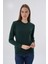 Kadın Zümrüt %100 Organik Pamuk Bisiklet Yaka Triko Kazak TRIST-6101 6