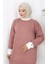 Triko Kolu Düğme Detaylı Garnili Tunik 3000-02 Gül Kurusu 4