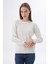 Kadın Ekru %100 Organik Pamuk Bisiklet Yaka Triko Kazak TRIST-6101 12