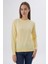 Kadın Sarı %100 Organik Pamuk Bisiklet Yaka Triko Kazak TRIST-6101 1