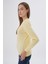 Kadın Sarı %100 Organik Pamuk Bisiklet Yaka Triko Kazak TRIST-6101 4